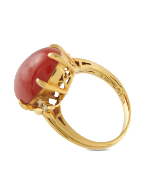 Mikimoto 18K yellow gold diamond coral ring Gold MK17102025