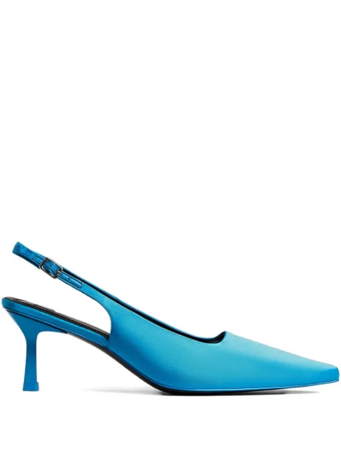 12 STOREEZ 60mm silk slingback pumps Blue 128310