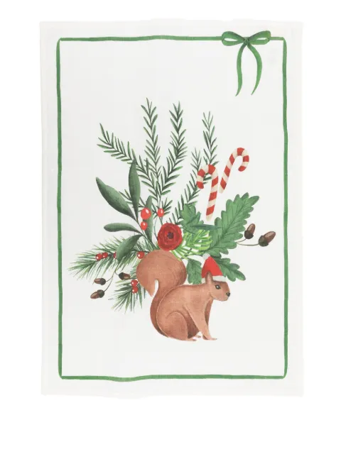 TESSITURA TOSCANA TELERIE Marzape christmas-print tableware (70cm x 50cm) Neutrals NC240028NUTNOOKGREEN