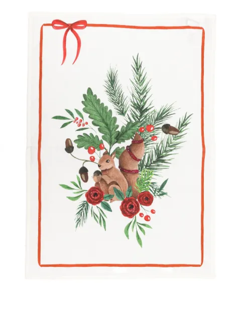 TESSITURA TOSCANA TELERIE Marzape christmas-print tableware (70cm x 50cm) Neutrals NC240027NUTNOOKRED