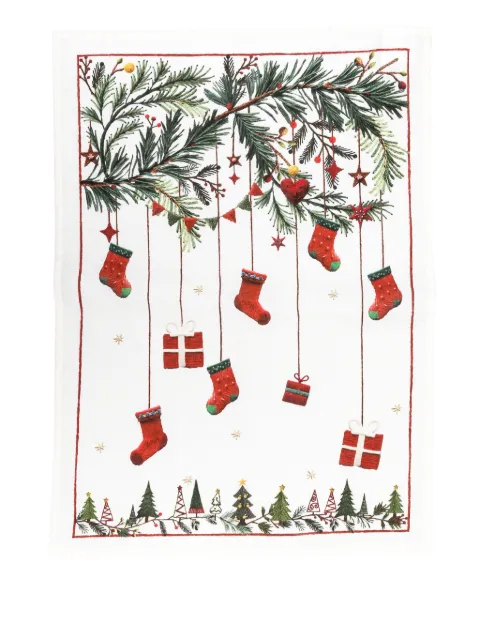 TESSITURA TOSCANA TELERIE Marzape christmas-print tableware (70cm x 50cm) White NC250032RUDYCALZA