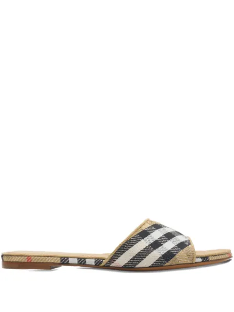 Burberry Check Sloane slides​ Neutrals 8119528