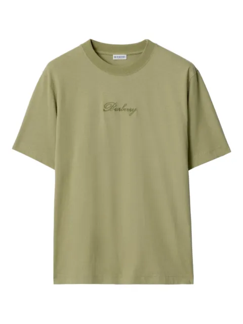 Burberry Check cursive logo cotton T-shirt Green 8119081