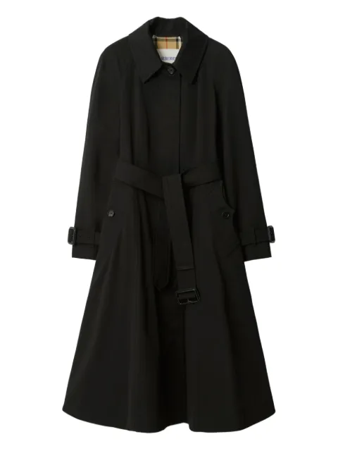 Burberry long gabardine Ellingham fit-and-flare car coat Black 8118722