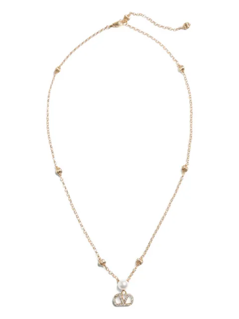 Valentino Garavani Vlogo Signature necklace in metal pearl and swarovski crystals Gold WJ0BI3QVS