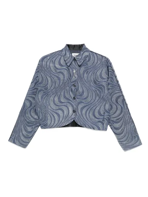 Botsi button-up wave-pattern jacket Blue KRDIJ25B