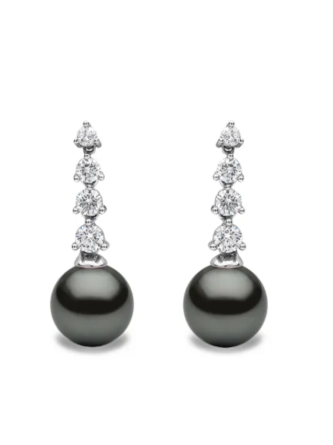 Yoko London 18K white gold tahitian pearl and diamond earrings Silver QYE24047T