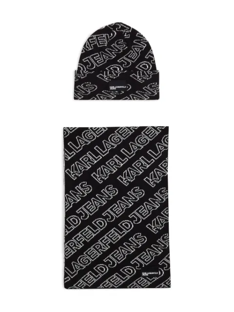 Karl Lagerfeld Jeans monogram scarf set Black A4W33074999