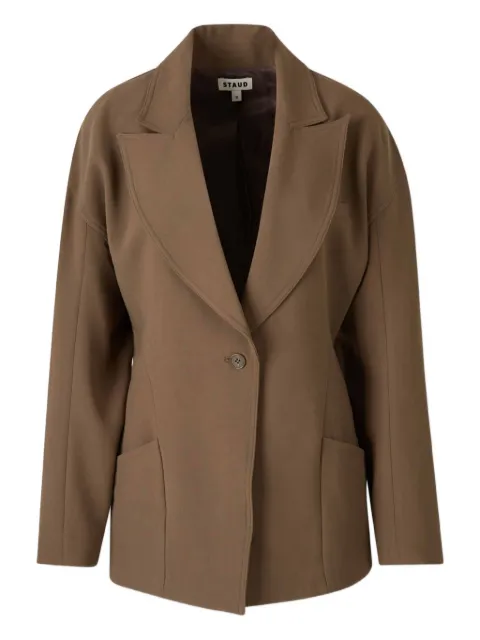 STAUD peak-lapel single-breasted blazer Brown R25F7106TCL55POLYESTER45VISCOSES68POLYESTER27