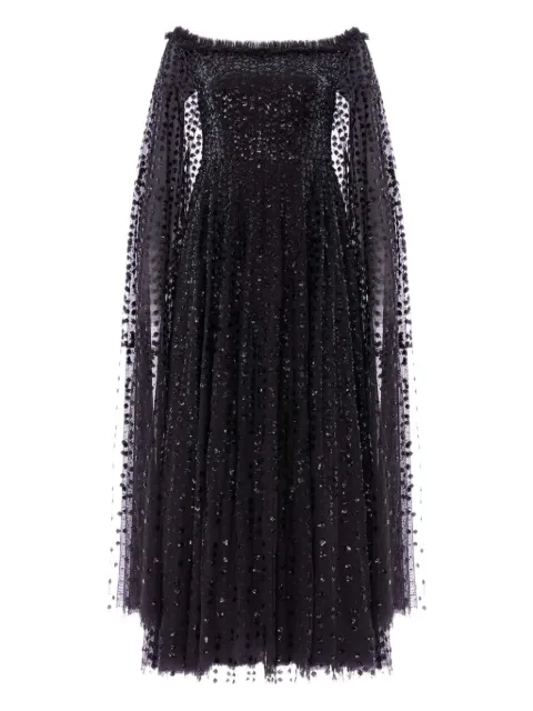 Needle & Thread Raindrop cape-detail midi dress Black DGCP35RCR26GRT