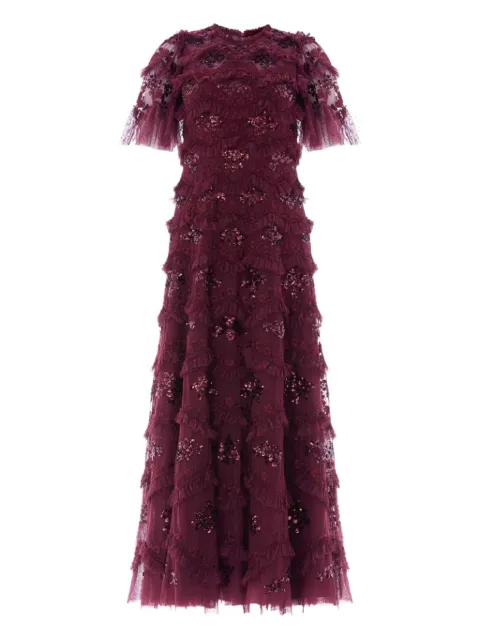 Needle & Thread DAISY ruffled midi dress Red DGSSB9RCR26CLT
