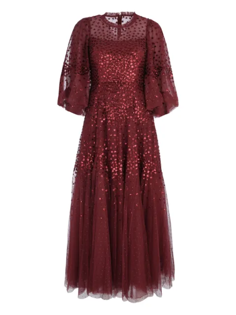 Needle & Thread Scallop sequin-embellishment midi dress Red DGTQ03RCR26WIB