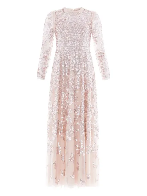 Needle & Thread Rosanna lattice-detail midi dress Pink DGLSA7RCR26