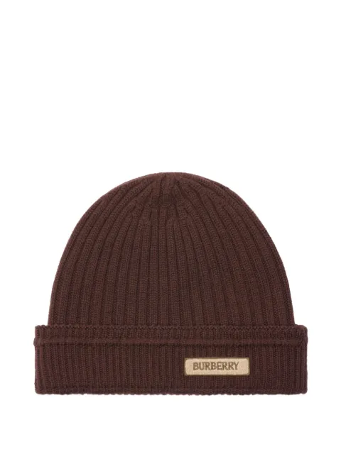 Burberry logo patch wool beanie Brown 8121055
