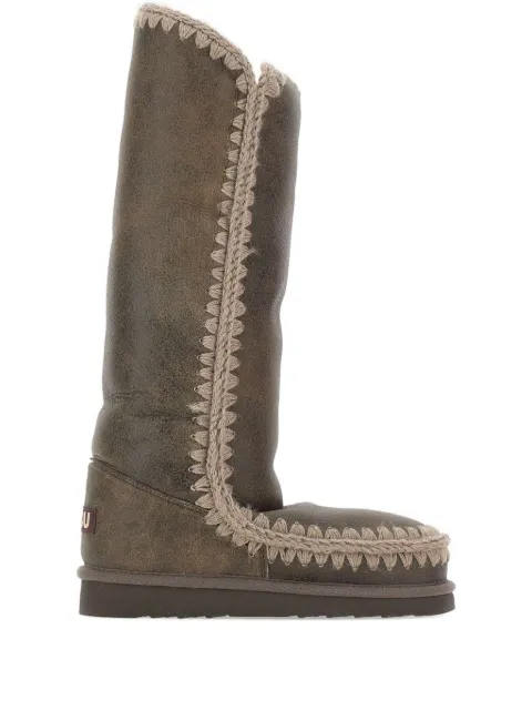 Mou 40 crocheted-details boots Brown FW101002CVINDKB