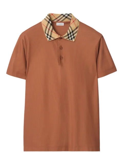 Burberry Check collar cotton polo shirt Brown 8118948