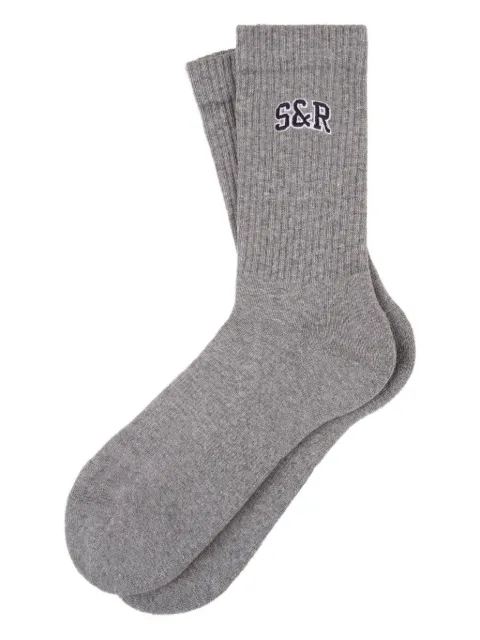 Sporty & Rich ribbed embroidered socks Grey AC07764082GY03