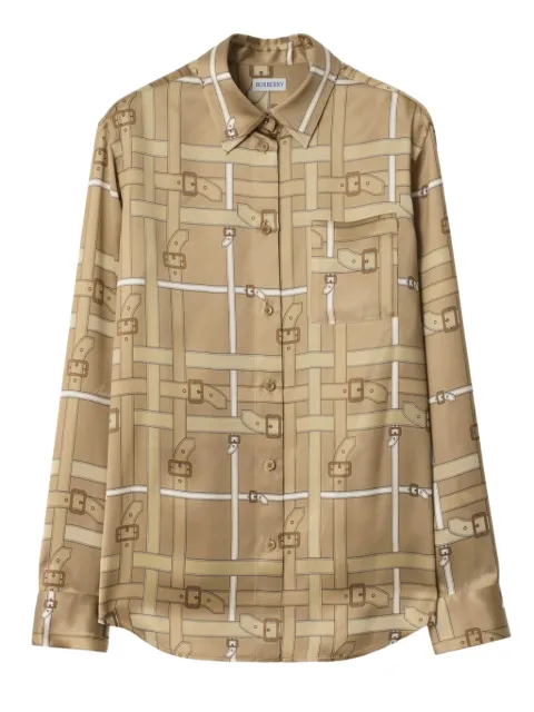 Burberry regular fit belt Check viscose shirt Neutrals 8120036