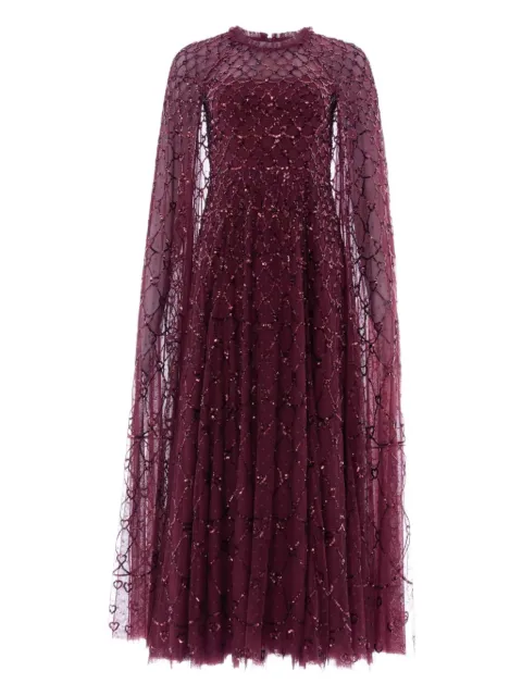Needle & Thread heart-pattern midi dress Red DGCP34RCR26CLT