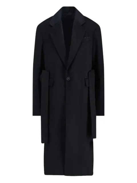 Setchu single-breasted belted coat Black U252C029W014