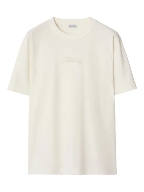 Burberry Check cursive logo cotton T-shirt White 8119080