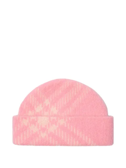 Burberry Check mohair wool blend beanie Pink 8120796