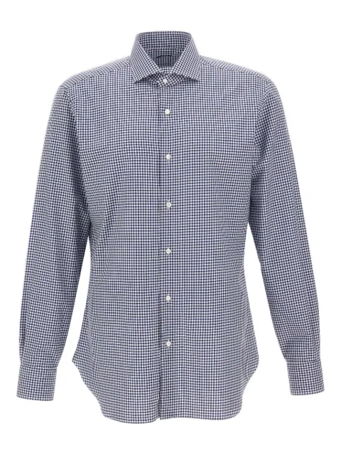 Barba checked long-sleeved shirt Blue I1U02P0150095U0002
