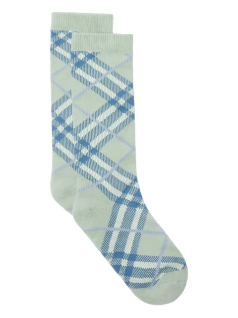 Burberry Check-pattern jacquard-knitted socks Green 8119720