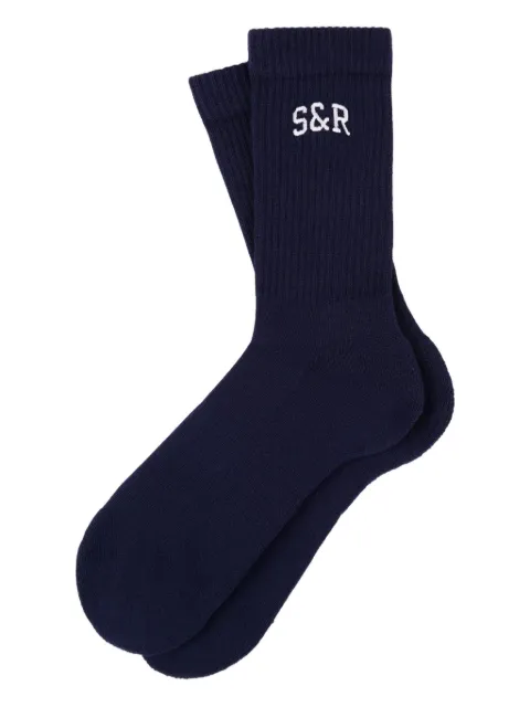 Sporty & Rich ribbed logo socks Blue AC07764082BL106
