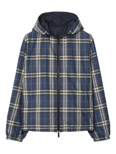Burberry check-pattern hooded reversible jacket Blue 8118823