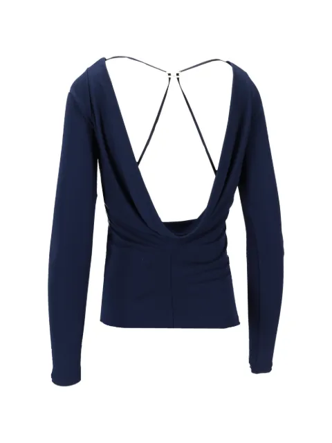 Elisabetta Franchi gathered-detail long-sleeved blouse Blue MD01352E2