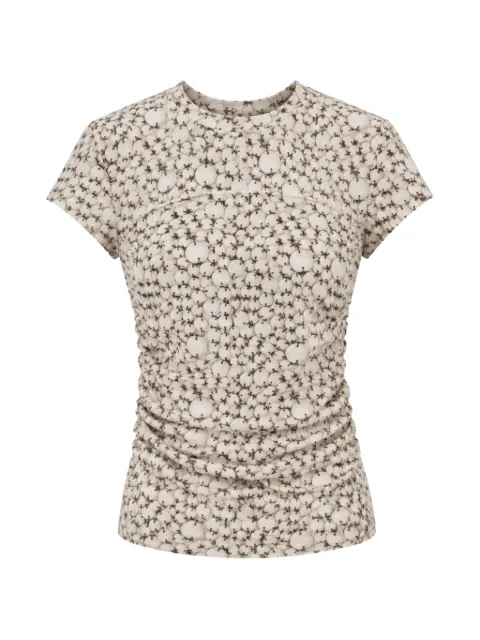 ISABEL MARANT Maelie bead-print ruched T-shirt Neutrals TS0275FAC3N03I