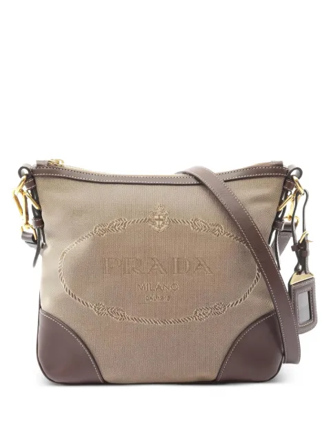 Prada Pre-Owned 2010 logo jacquard shoulder bag Neutrals 1023135