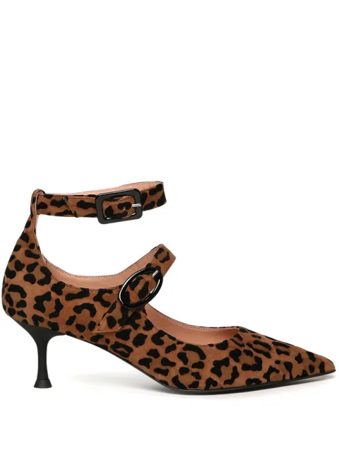 Giuliano Galiano leopard-print buckle pumps Brown TALUCILEOFLOBRANDYVERLUXNERO