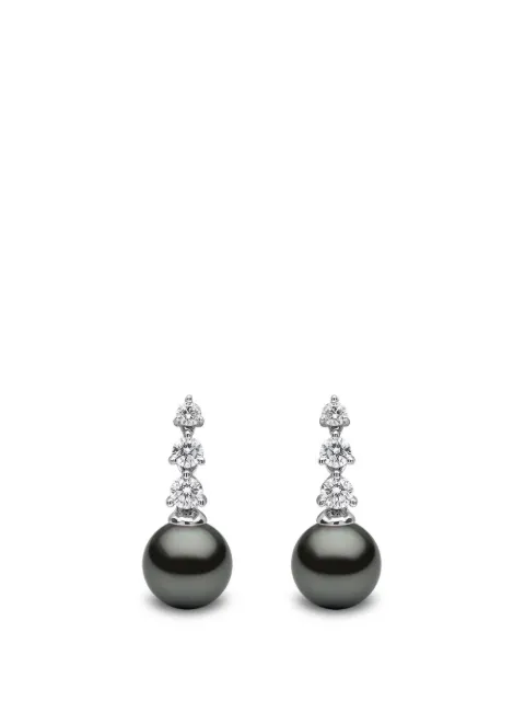 Yoko London 18K white gold tahitian pearl and diamond earrings Silver QYE24027T