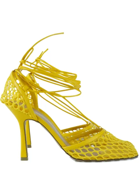 Bottega Veneta Pre-Owned 100mm crochet-knit sandals Yellow 2054792