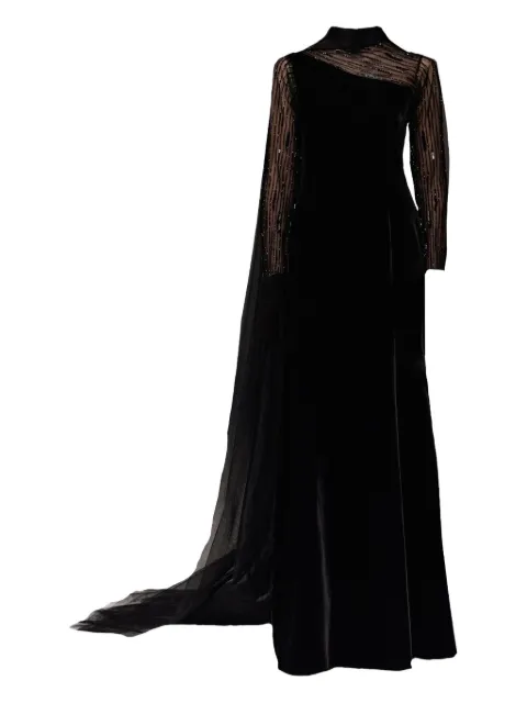 THA SEEN sequin-embellishment maxi dress Black FW2610