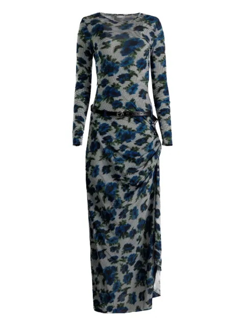 Coperni floral belted midi dress Blue COPR223F5032