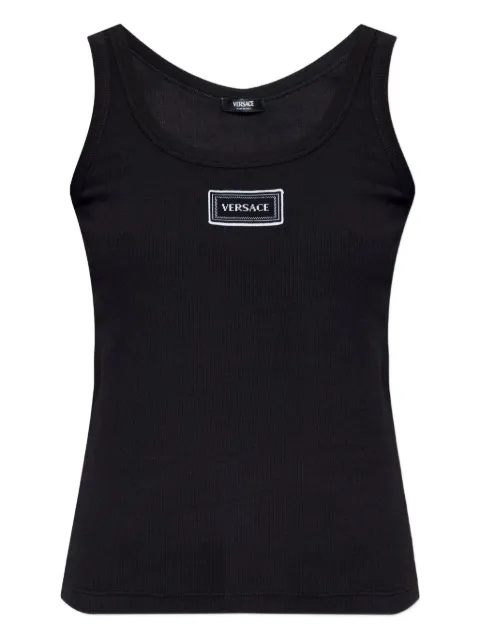 Versace logo-patch tank top Black 10232101A17222