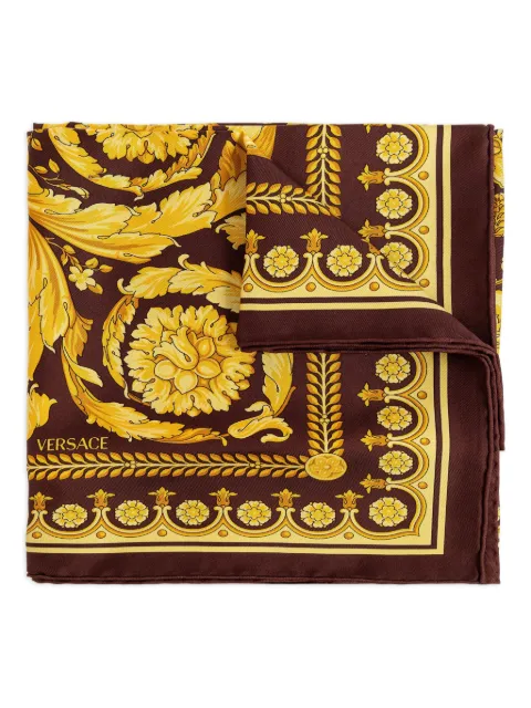 Versace printed silk twill scarf 90 cm Brown 10016001A04577