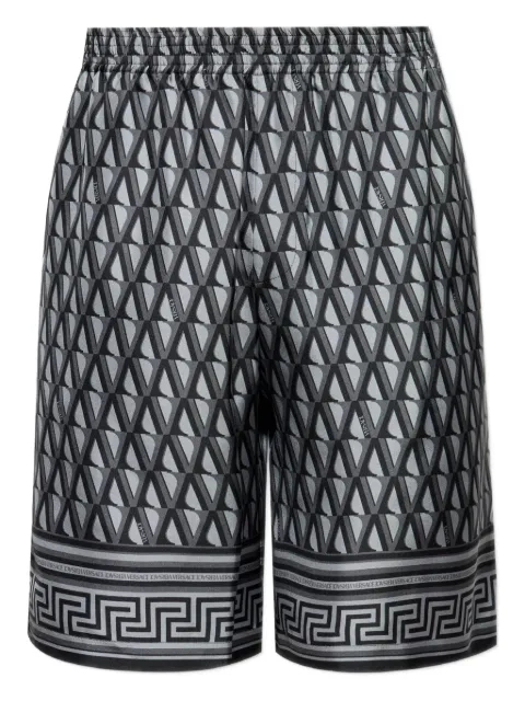 Versace Greca-trim silk shorts Grey 10024761A16785