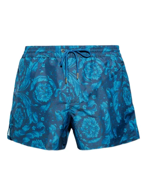 Versace floral-motif drawstring swim shorts Blue ABU050201A11356