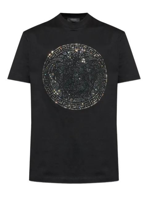Versace embellished cotton-jersey slim T-shirt Black 10139441A16717