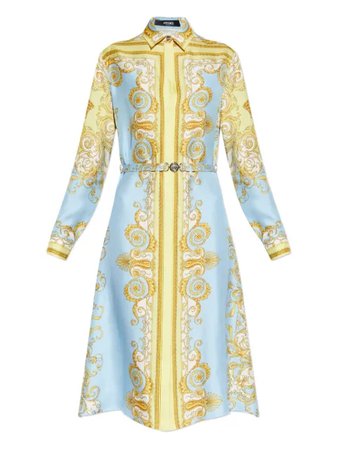 Versace Medusa-buckle printed midi dress Blue 10186221A17165