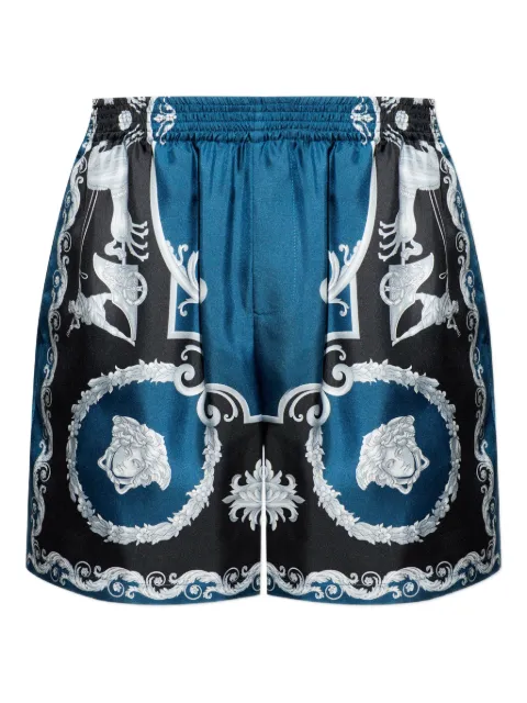 Versace Hall of Heroes print silk shorts Blue 10222251A16096