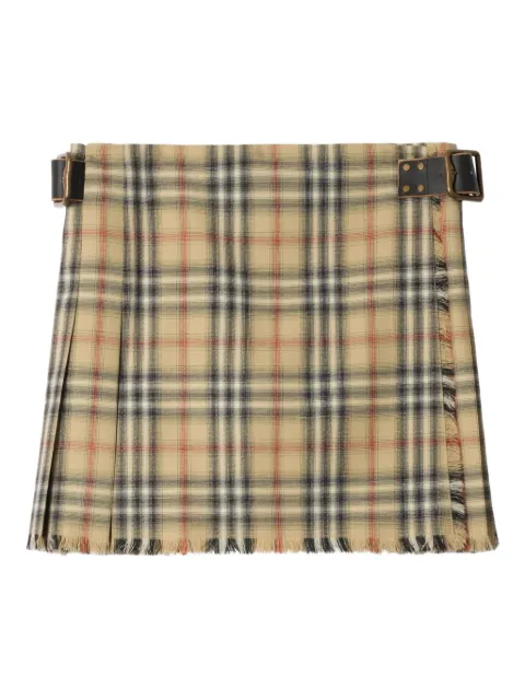 Burberry check-fringed mini skirt Neutrals 8118152