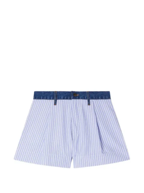 SANDRO striped shorts with denim details White SFPSH00571