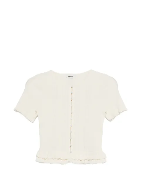 SANDRO ruffled knit top Neutrals SFPCA01418