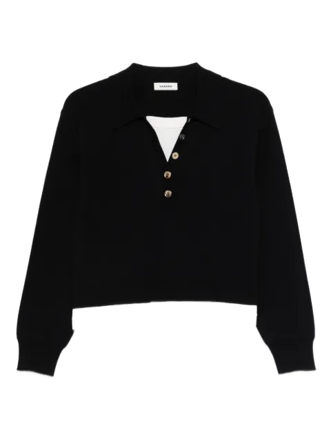 SANDRO metal button layered collar sweater Blue SFPPU02793