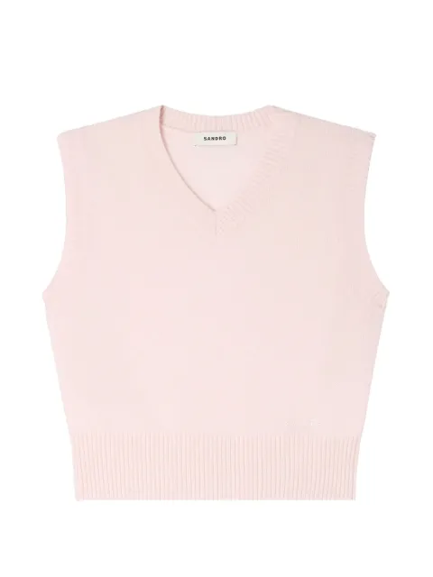 SANDRO V-neck sleeveless top Pink SFPPU02762